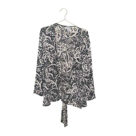 Travelers by Chico's Tops - Chico's travelers Black and Cream front tie Abstract Blouse size 2 medium